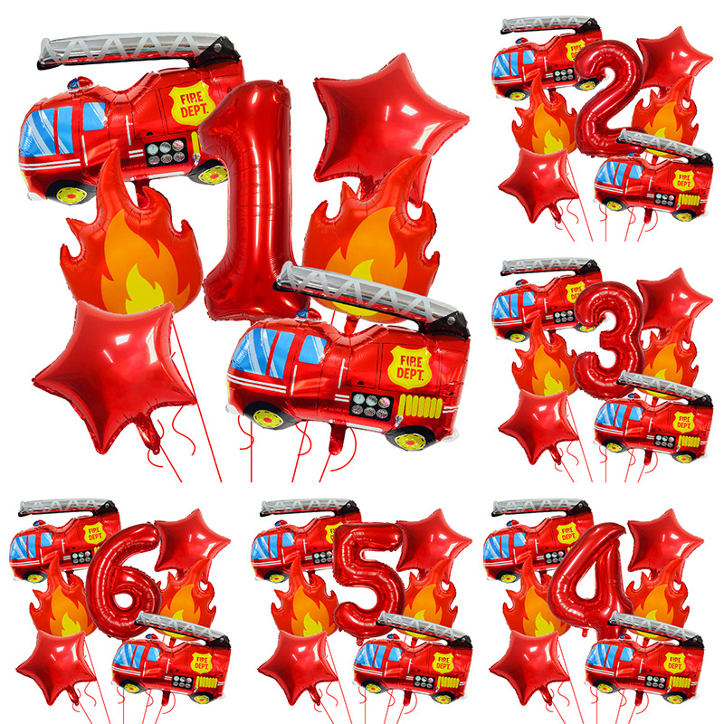 Balloon Arch Kit - 7PCS Fire Truck Themed Flame Number