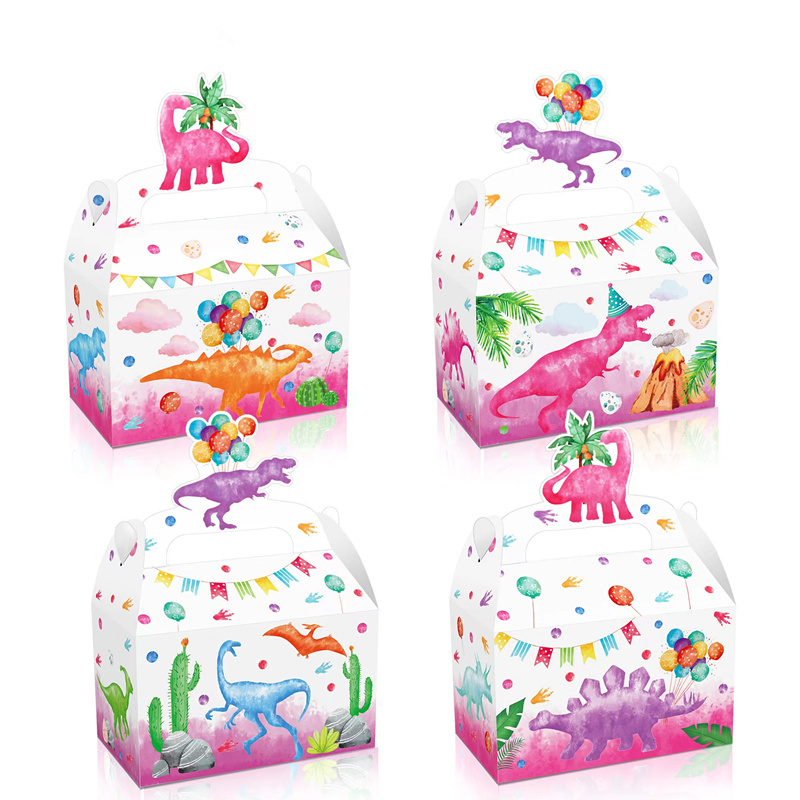 Event Party Box - 4/24Pcs Pink Dinosaur Candy Box Cake