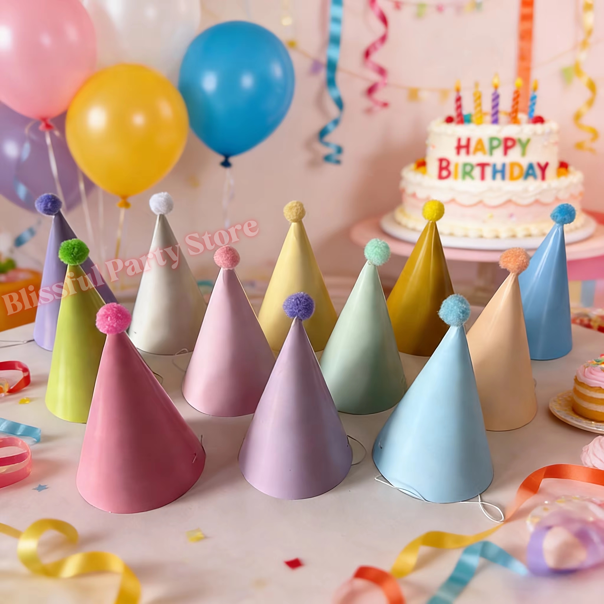 Colorful Birthday Party Hats M - Party Hat Cone 리뷰 및 가격