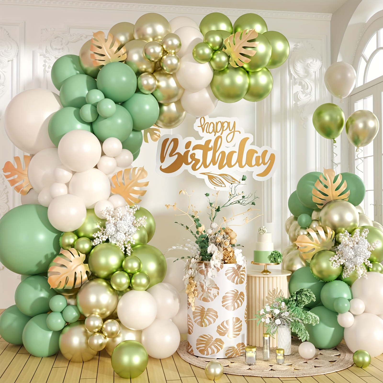 88pcs Sage Green & Golden Ball - Balloon Arch Kit 리뷰 및 가격