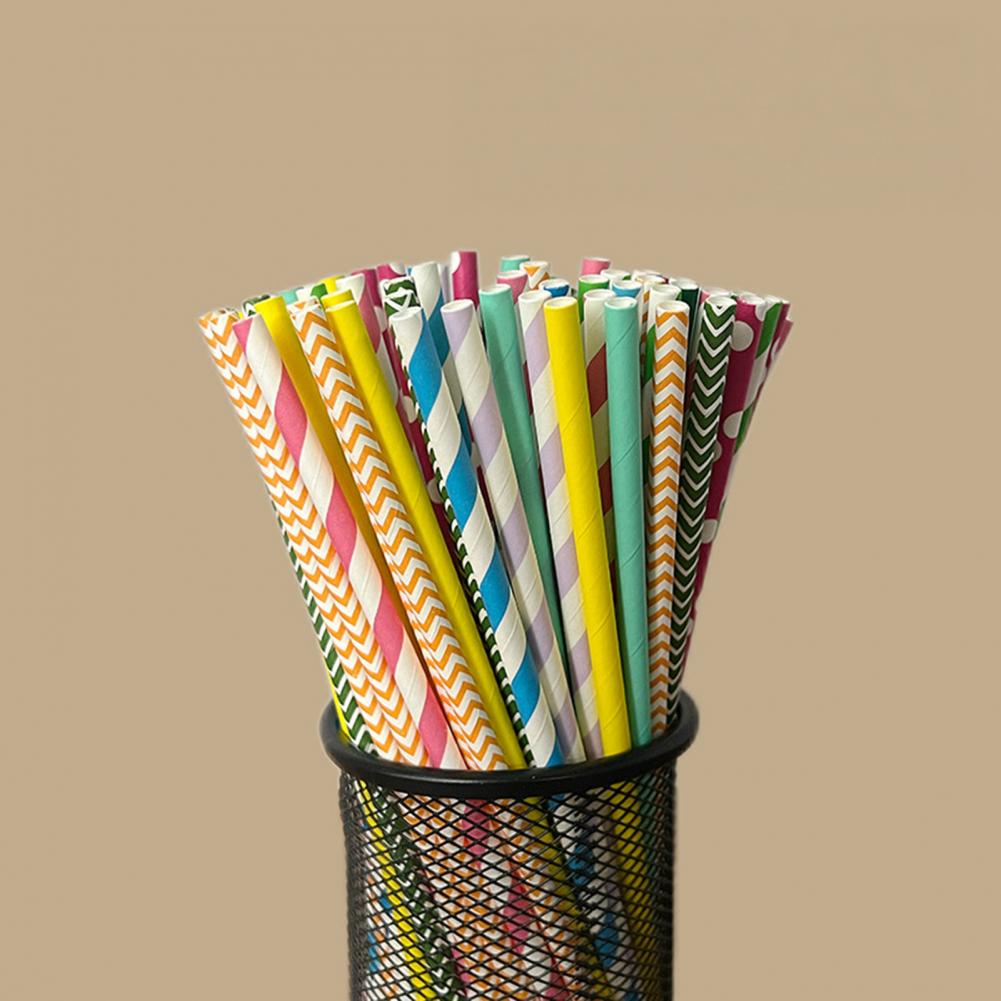 100Pcs Colorful Striped Print  - Paper Straw Color 리뷰 및 가격