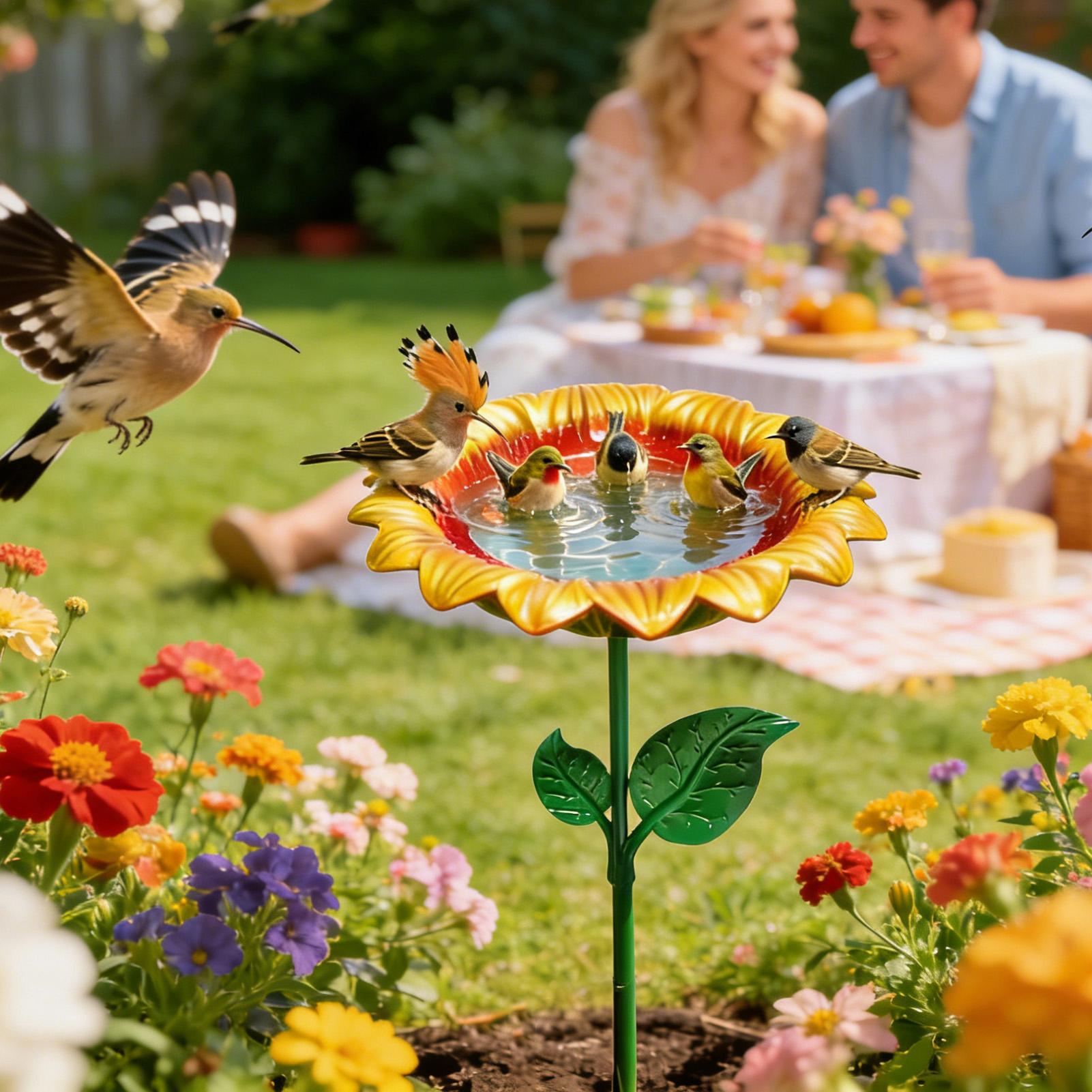 Outdoor Bird Bath Metal Sunflo - Event Support 리뷰 및 가격