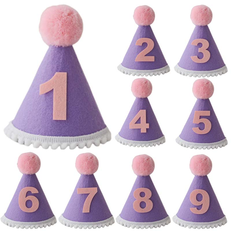 Purple Birthday Hat 1 2 3 4 5  - Party Hat Cone 리뷰 및 가격