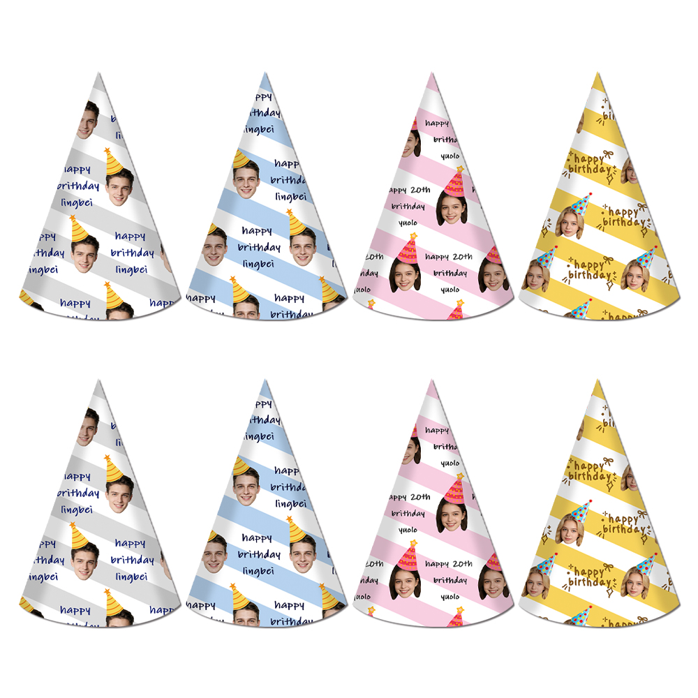 8pcs Custom Text and Photo Fac - Party Hat Cone 리뷰 및 가격