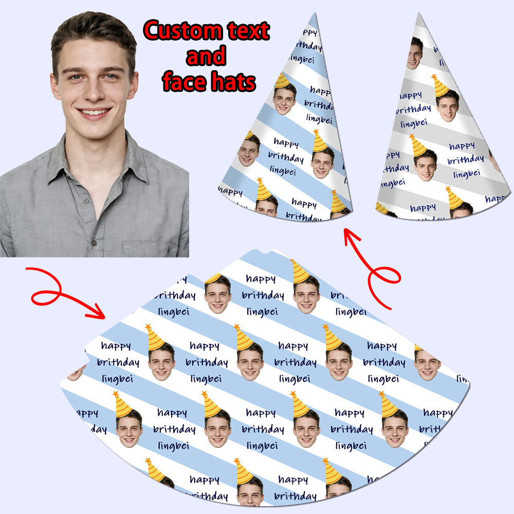 8pcs Custom Text and Photo Fac - Party Hat Cone 리뷰 및 가격
