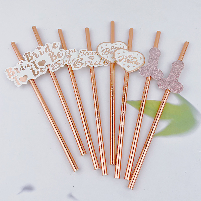 10pcs Team Bride Rose Gold Str - Paper Straw Color 리뷰 및 가격