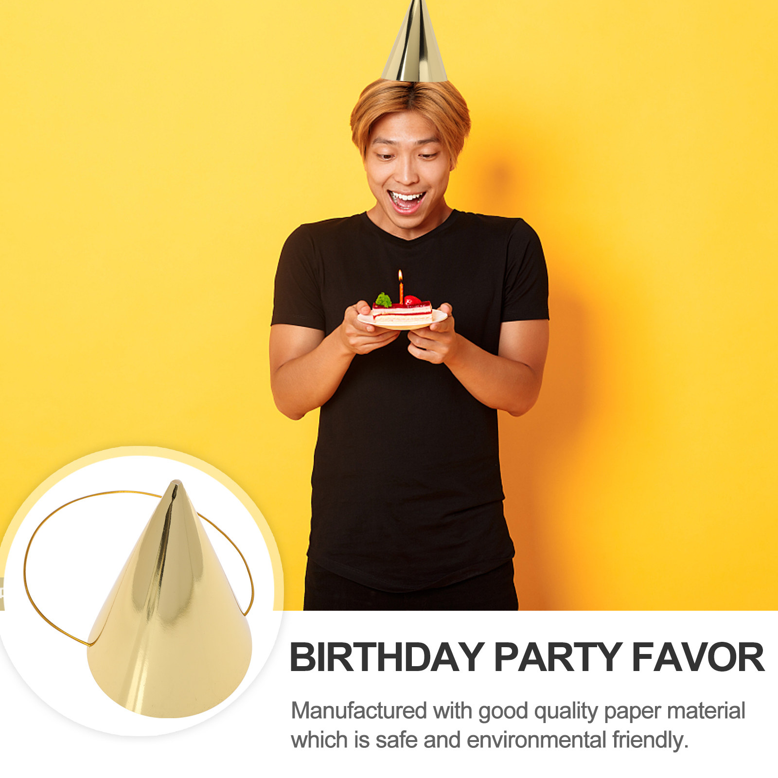 8Pcs Birthday Party Hats Gold  - Party Hat Cone 리뷰 및 가격
