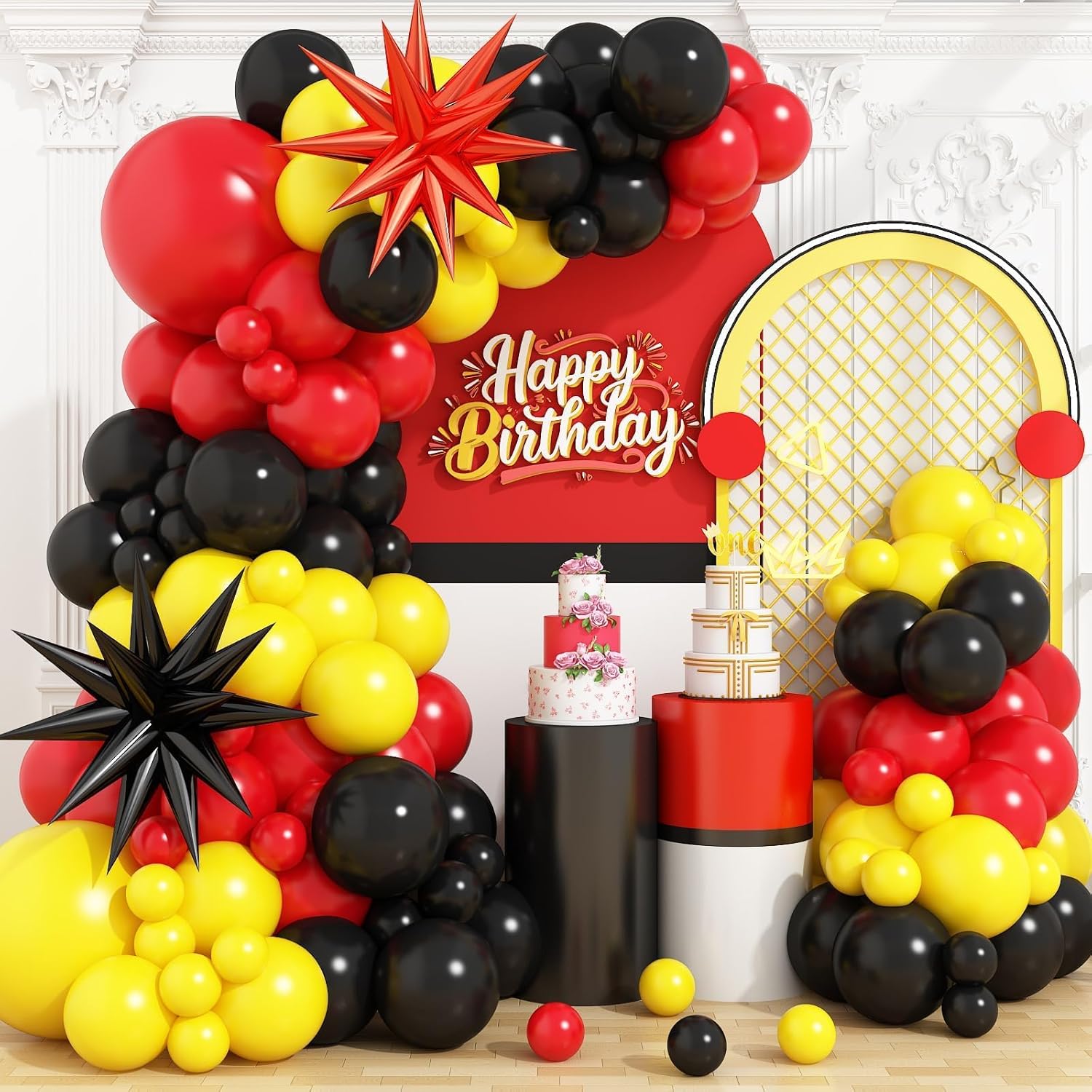 Red Black Yellow Balloon Arch  - Balloon Arch Kit 리뷰 및 가격