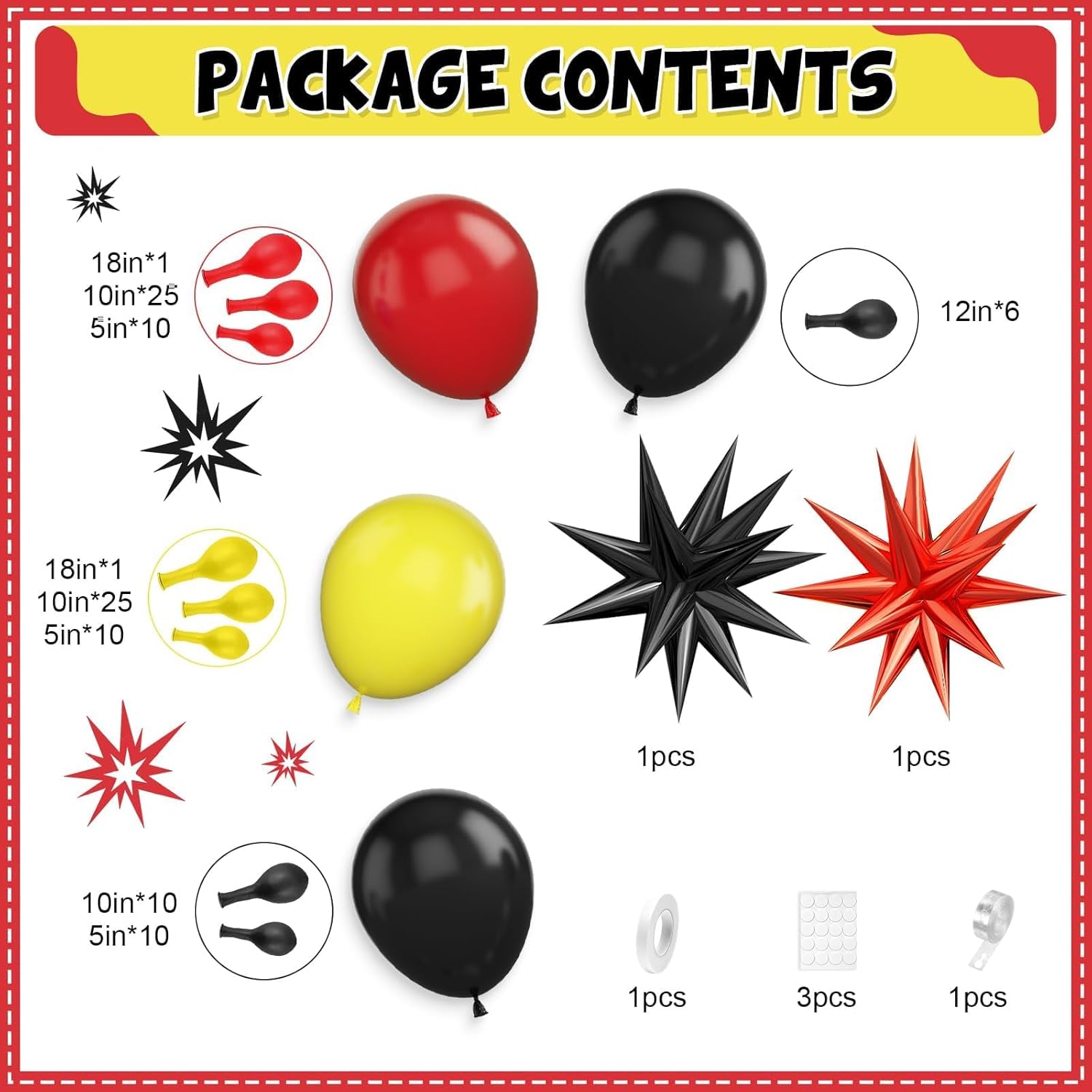 Red Black Yellow Balloon Arch  - Balloon Arch Kit 리뷰 및 가격
