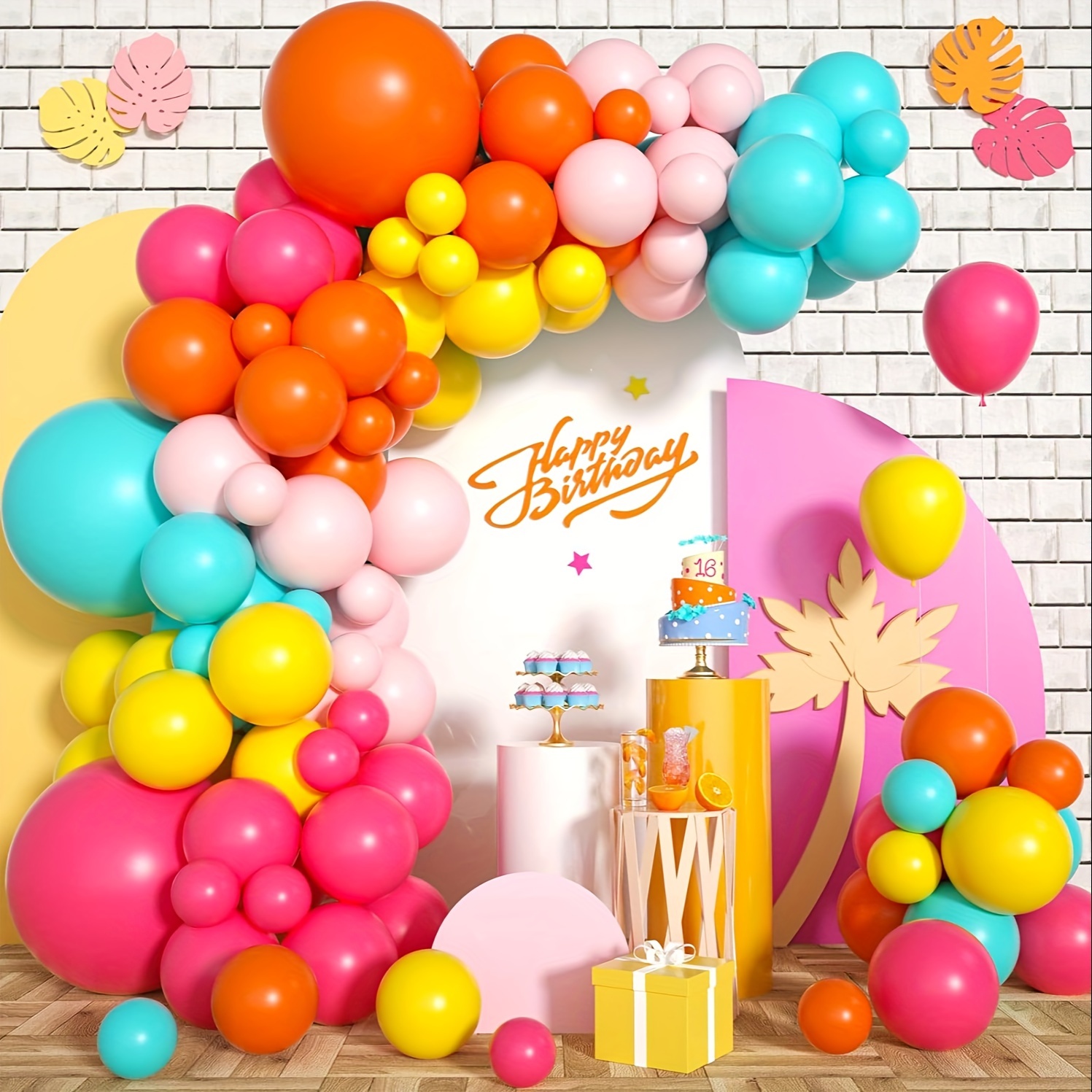 130pcs Pink Yellow Orange Ball - Balloon Arch Kit 리뷰 및 가격