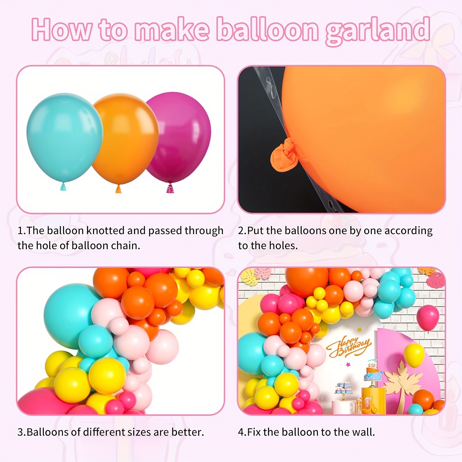 130pcs Pink Yellow Orange Ball - Balloon Arch Kit 리뷰 및 가격
