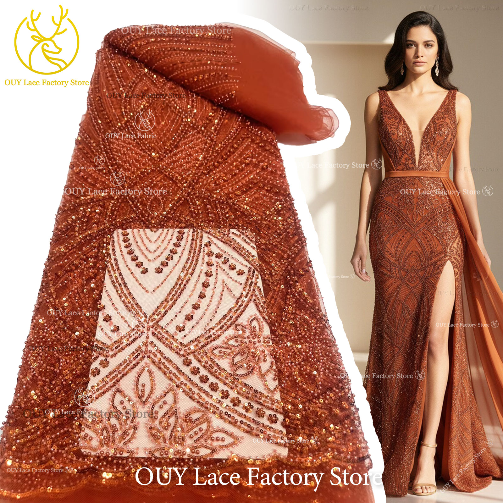 African Gold Beaded Lace Fabri - Glitter Tablecloth 리뷰 및 가격