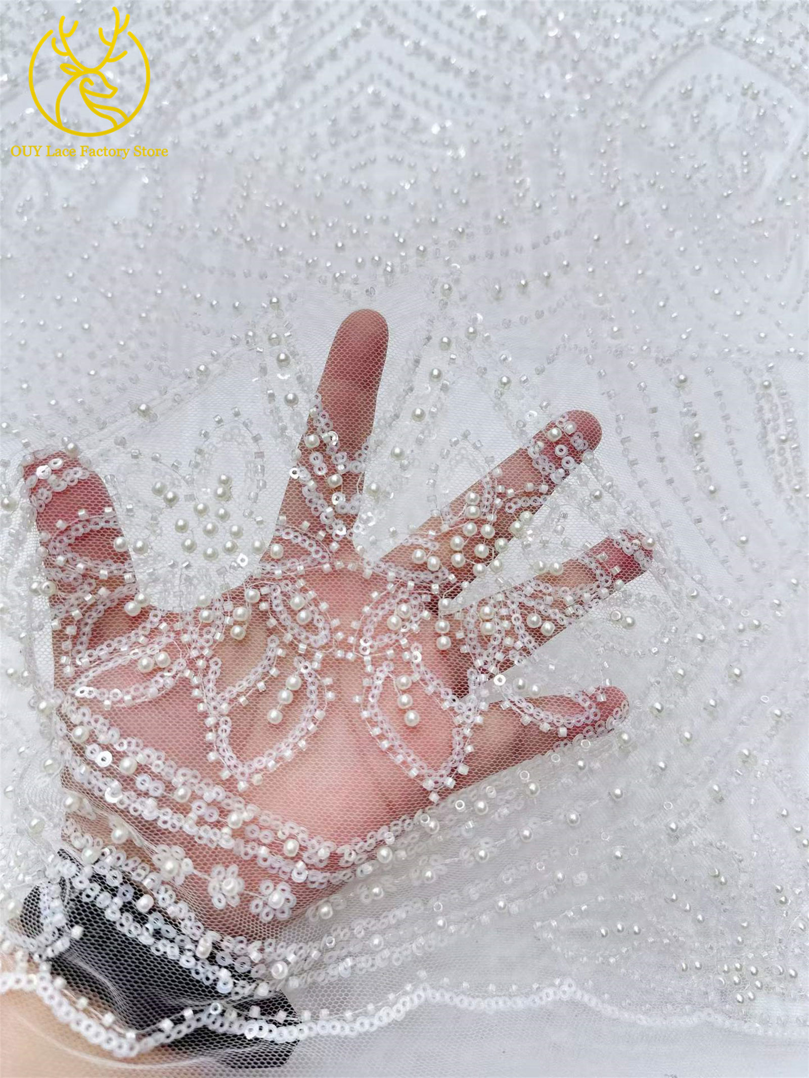African Gold Beaded Lace Fabri - Glitter Tablecloth 리뷰 및 가격