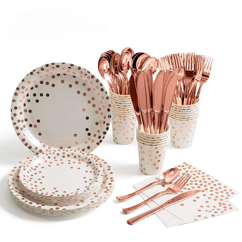 Rose Gold Party Tableware Kit  - Paper Straw Color 리뷰 및 가격
