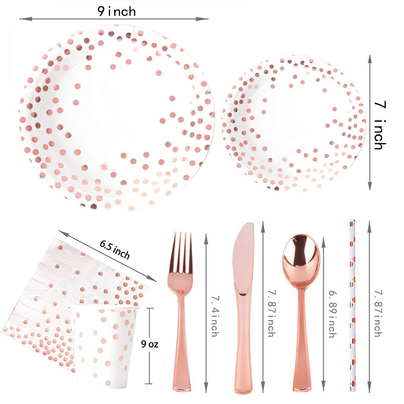Rose Gold Party Tableware Kit  - Paper Straw Color 리뷰 및 가격