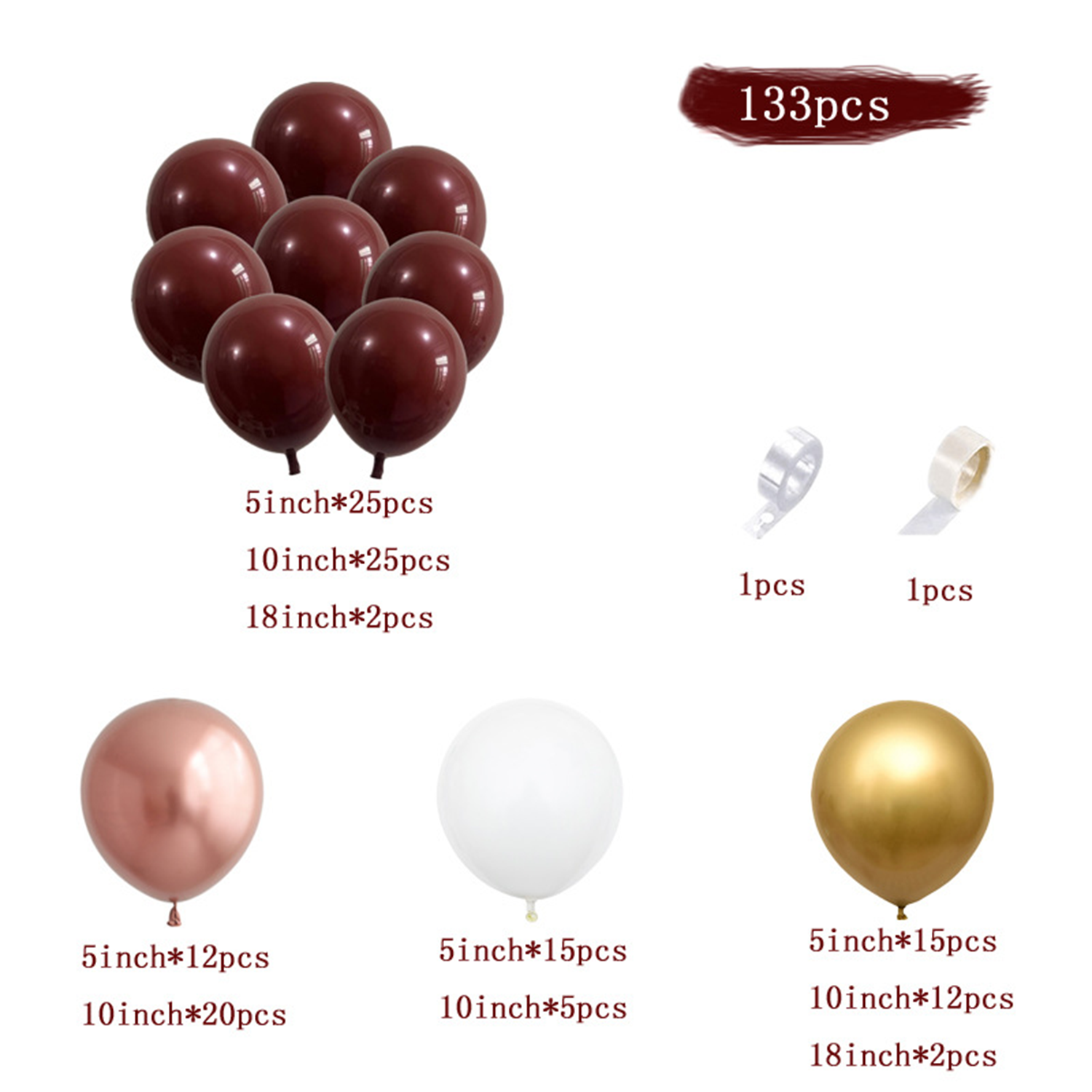 Garnet Balloon Set Garland Arc - Party Event Supplier 리뷰 및 가격
